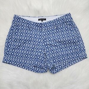 ​Dear John Blue & White Diamond Ikat Cuffed Chino Shorts Size 28